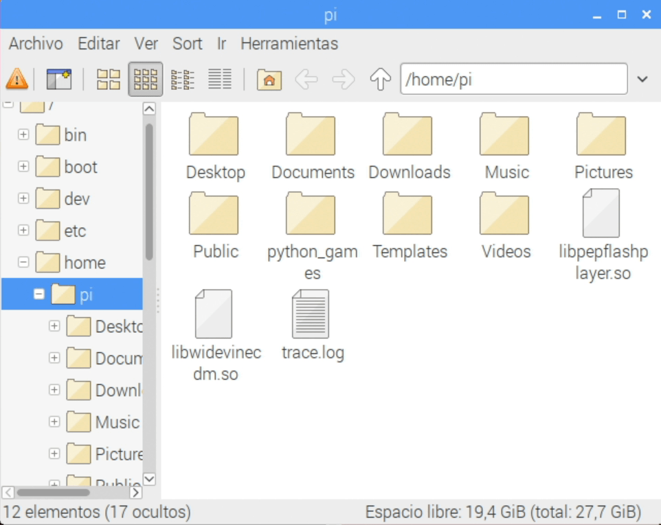 Captura de pcmanfm con las librerias para poder reproducir contenido con DRM