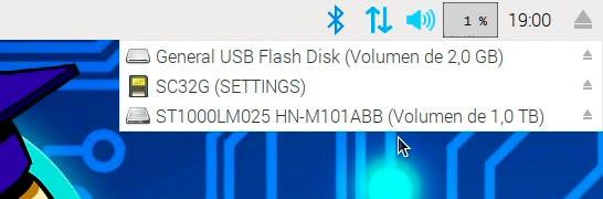 Menú de selección de USBs conentados para expulsar