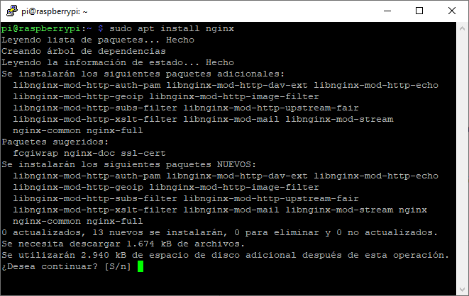 Instalando el servidor web NGINX en Raspberry Pi