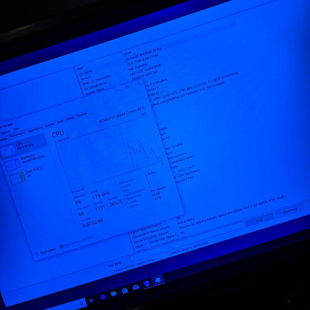 Imagen de Windows 10 funcionando en una Raspberry Pi 4