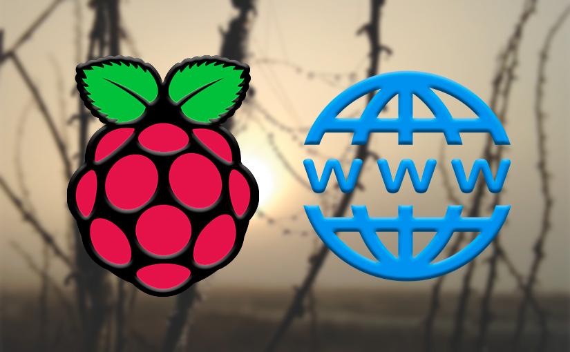 Logo de Raspberry Pi y logo con WWW y una bola del mundo