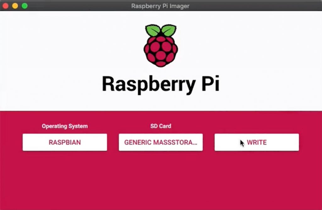 Raspberry Pi Imager preparado para grabar una imagen
