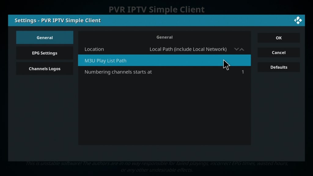 Añadiendo la lista IPTV a Kodi